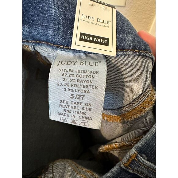 NWT Judy Blue High Waist Boyfriend Fit Distressed Pull On Jegging Size 5 / 27 - Picture 9 of 10